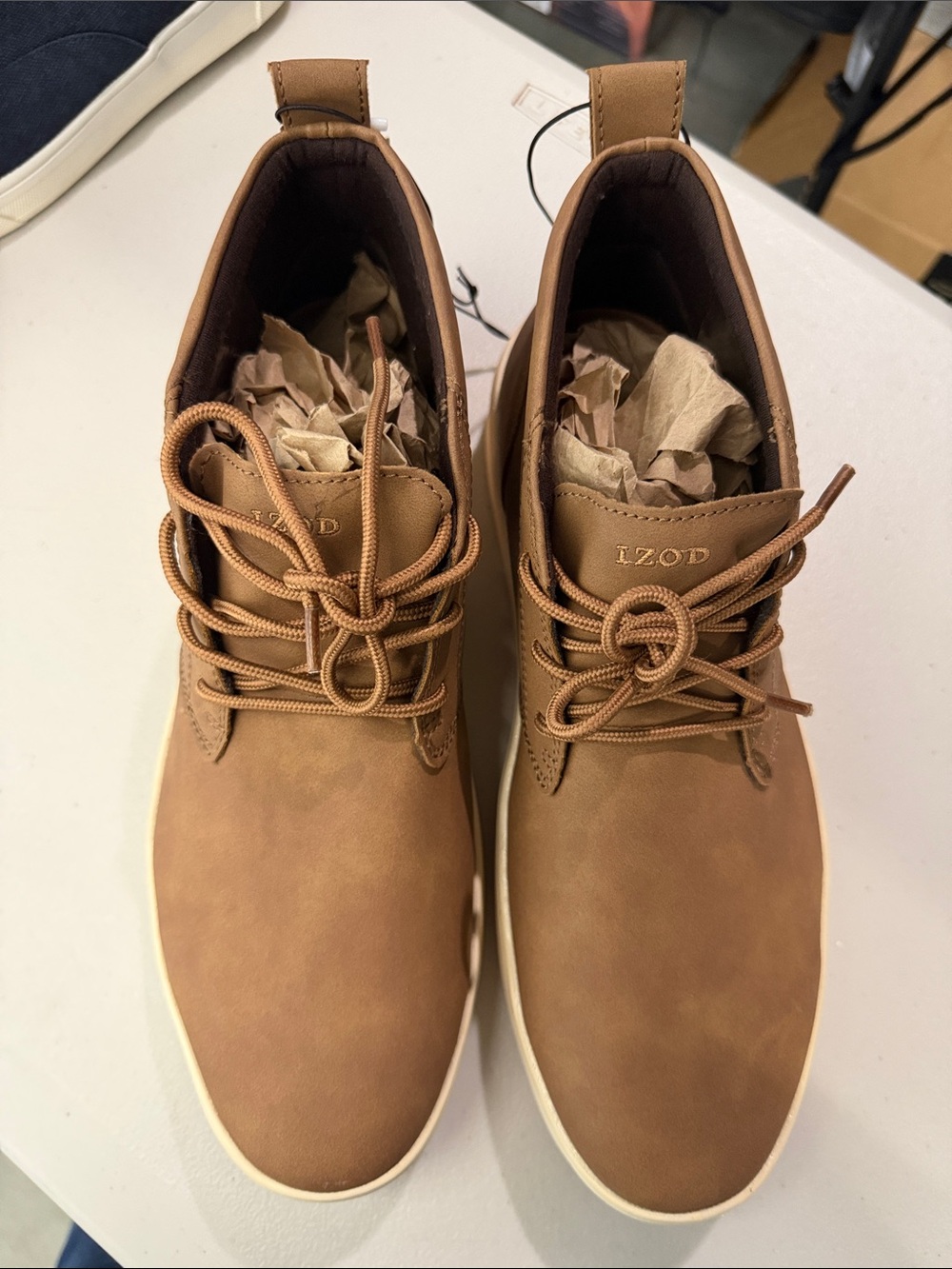 Izod Men's Brown Chukka Boots with Cream Soles